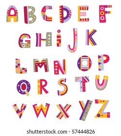 Alphabet design in a colorful style. Assorted numbers are available in my portfolio.