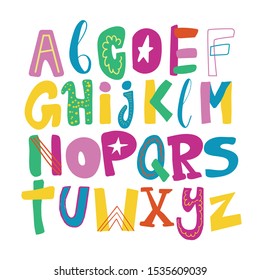 Alphabet design in a colorful style. isolated on White background. Vector illustration