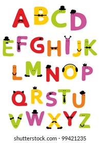 Alphabet design in a joyful cartoon style. Vector illustration
