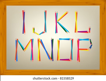 Alphabet design from pencil letters. Vector illustration.