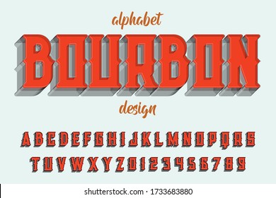 alphabet design, retro font, typeface vector, white and orange style background