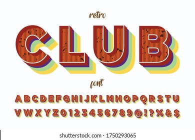 diseño de alfabetos, fuente retro, vector de tipo, nombre de fondo de estilo naranja y blanco club