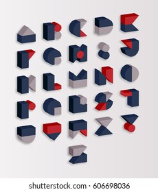 Alphabet design style vector illustration Three-dimensional