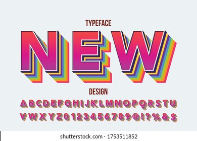 alphabet design, typeface vector, retro font, white and red style background