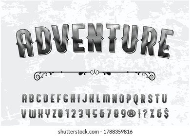 alphabet design, typeface vector, vintage font, white and black style background