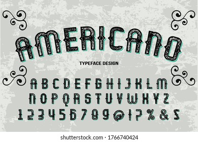 alphabet design, typography vector, vintage font, letters and numbers