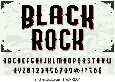 alphabet design, typography vector, vintage font, letters and numbers, white and black style