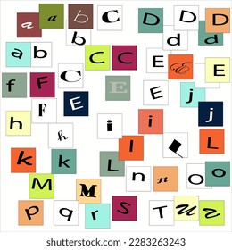Alphabet design in vintage colors