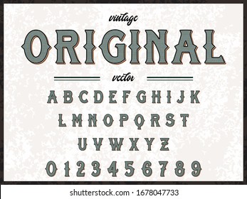 alphabet design vintage Hand Drawn. Retro Typography. Vector Illustration. named original