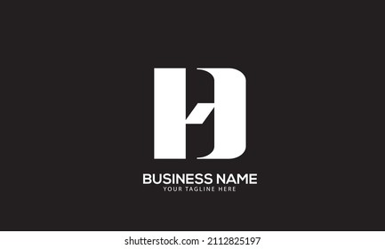 Alphabet DH or HD open window slide monogram vector logo template