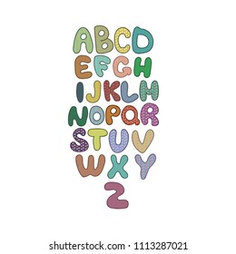 Alphabet in different colors. Vector illustration on the white