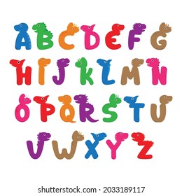 Alphabet in dinosaur style for easy learning for kids