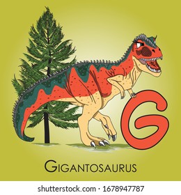 Alphabet dinosaurus letter G gigantosaurus