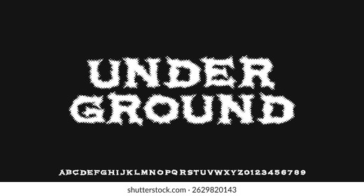 Alphabet Display Halftone Hand drawn Y2k Dark costom Lettering vector type font. design for Music, Poster, Clothing, Grunge style type font with Gothic Punk, Metal and Rock. Halloween style