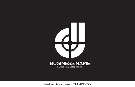 Alphabet DJ or JD target point fixed monogram vector logo template