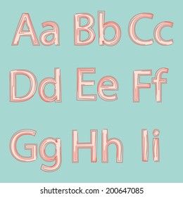 Alphabet, doodle font set, vector illustration.