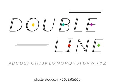 alphabet double line fonts set, Typography  logo creative font.  vector illustration