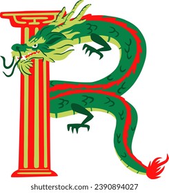 an alphabet with a dragon pillar theme