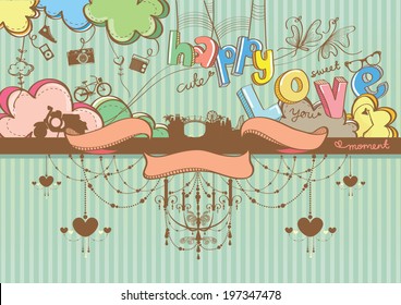 Alphabet Drawing with cute background illustration
