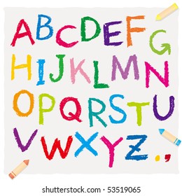 The alphabet drawn by a crayon