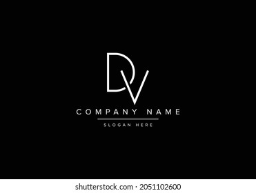 Alphabet DV logo design, simple DV line art logo
