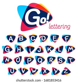 Alphabet in dynamic triangle intersection shape. Vector icon perfect for sport labels, delivery posters and vibrant identity, etc.