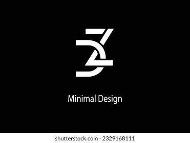 Alphabet DZ,  monogram  logo, vector logo design, line art, 