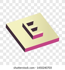 Alphabet E, 3D font isolated ion transparent background
