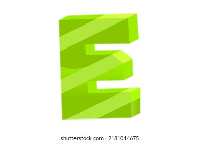 Fondo del alfabeto E con cinta verde en blanco .Poster o plantilla de folleto. Ilustración vectorial e con cristal naranja