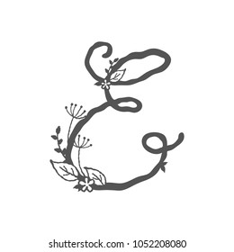 Alphabet 'E'. Dainty floral spring mogoram design for your various design purposes.