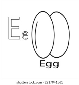 Alphabet E with EGG drawing coloring page