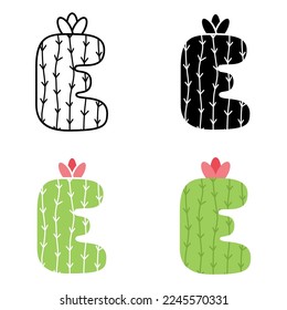Alphabet E in flat style isolated