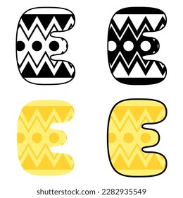 Alphabet E in flat style isolated