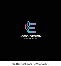 Alphabet E letter with shape abstract mark logo design vector 