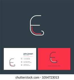 Alphabet E logo icon with business card vector template.
