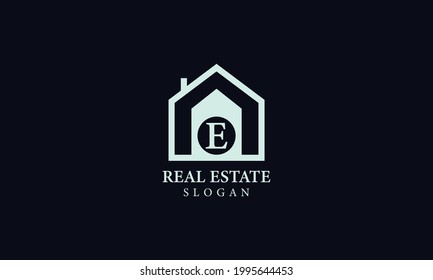 Alphabet E Real Estate Monogram Vector Logo Design, Letter E House Icon Template