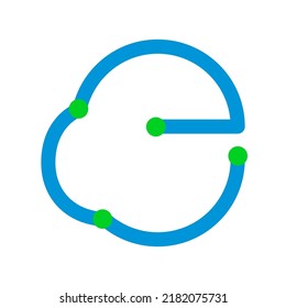 Alphabet e tech cloud circuit logo symbol icon design
