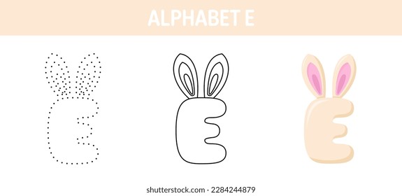 Hoja de cálculo de seguimiento y coloreado de alfabeto E para niños