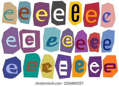 Alphabet e- vector cut newspaper and magazine letters, paper style ransom note letter