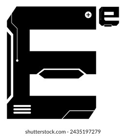 Alphabet E Vector in Future style,Cyber,Futuristic in Black Icon