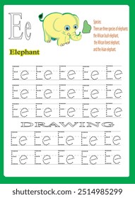 Alphabet E Writing Page For Kids.