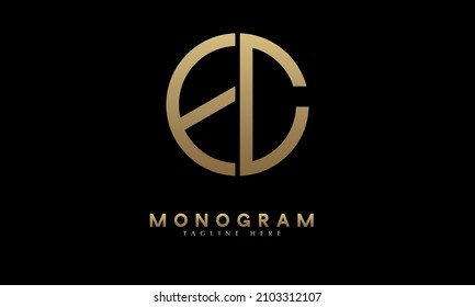 Alfabeto EC o CE ilustración monograma modelo de logotipo vectorial en forma redonda