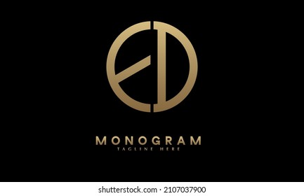 Alphabet ED or DE illustration monogram vector logo template in round shape svg