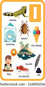 I alphabet education template colorful symbols