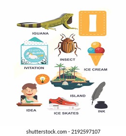 i alphabet education template colorful symbols sketch