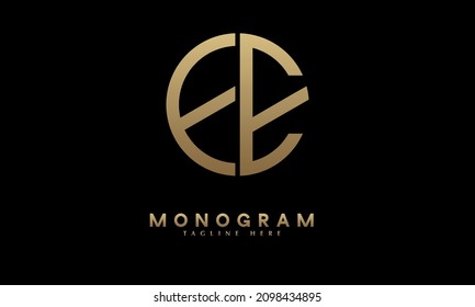 Alphabet EE or EE illustration monogram vector logo template in round shape
