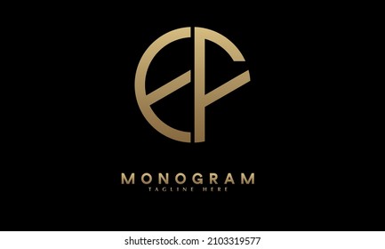 Alphabet EF or FE illustration monogram vector logo template in round shape