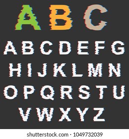alphabet with the effect of failure. glitch effect. vector illustration