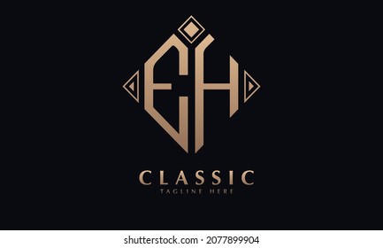 Alphabet EH or HE illustration monogram vector logo template