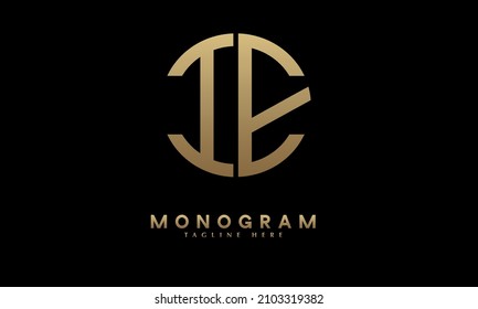 Alphabet IE or EI illustration monogram vector logo template in round shape